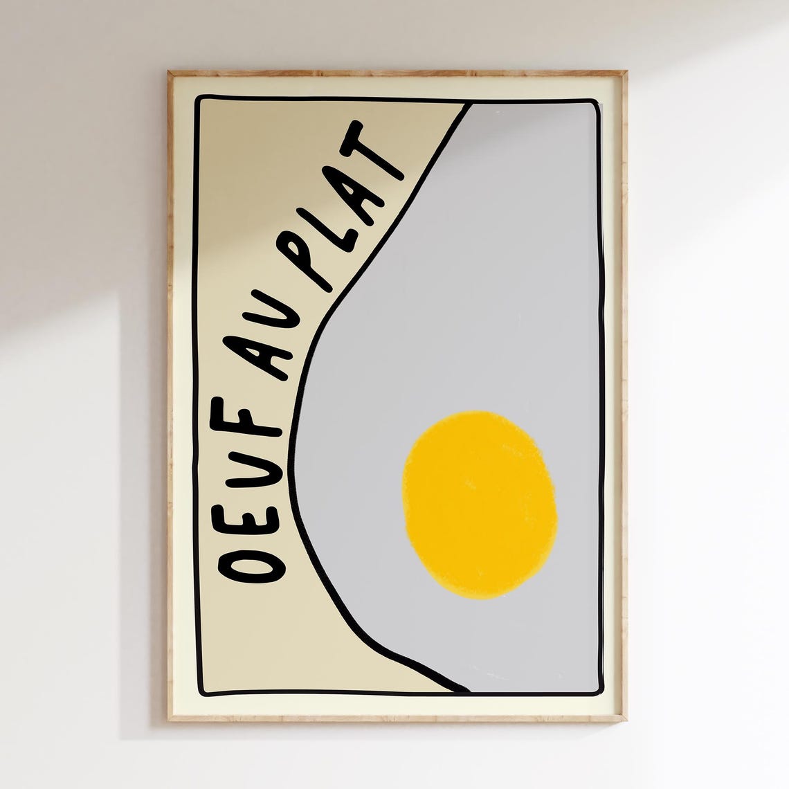 Oeuf Au Plat Hand Drawn Fried Egg French Breakfast Kitchen Poster