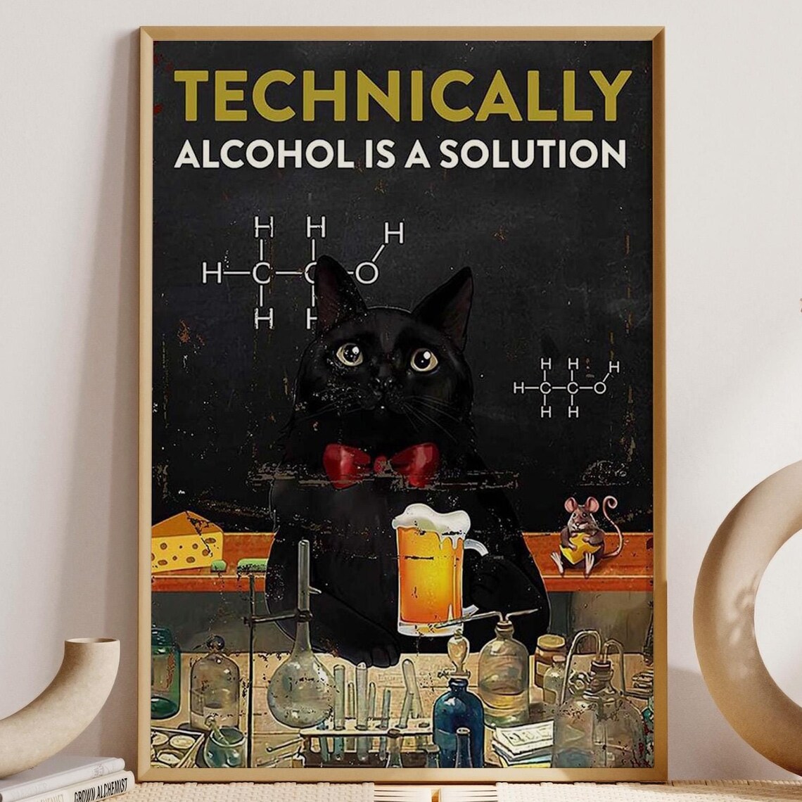 Funny Black Cat Beer, Man Cave Kitchen Decor