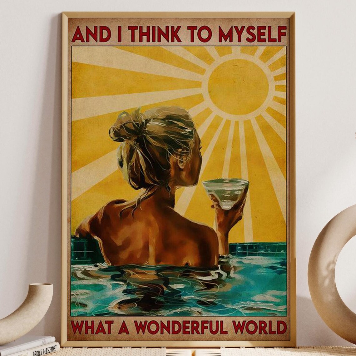 Woman Chilling In The Sun Vintage Swimming Poster