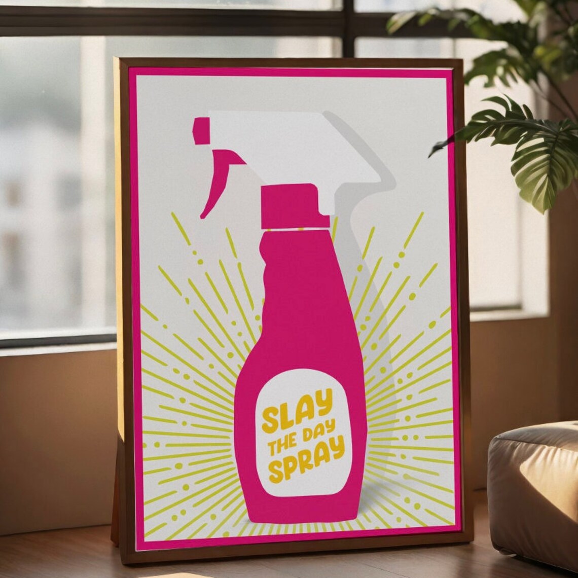 Slay The Day Spray Pink Pop Art Spray Bottle Motivational Poster