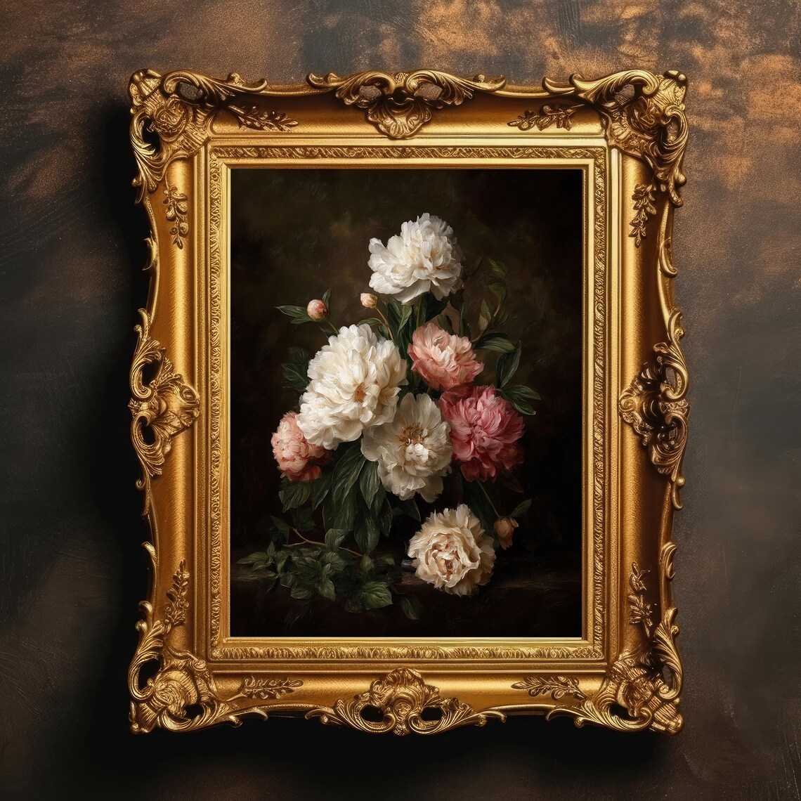 Antique Peony Bouquet Vintage Floral Art Print
