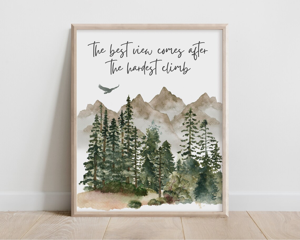 The Best View Comes After Hardest Climb Mountain Quote Art Poster