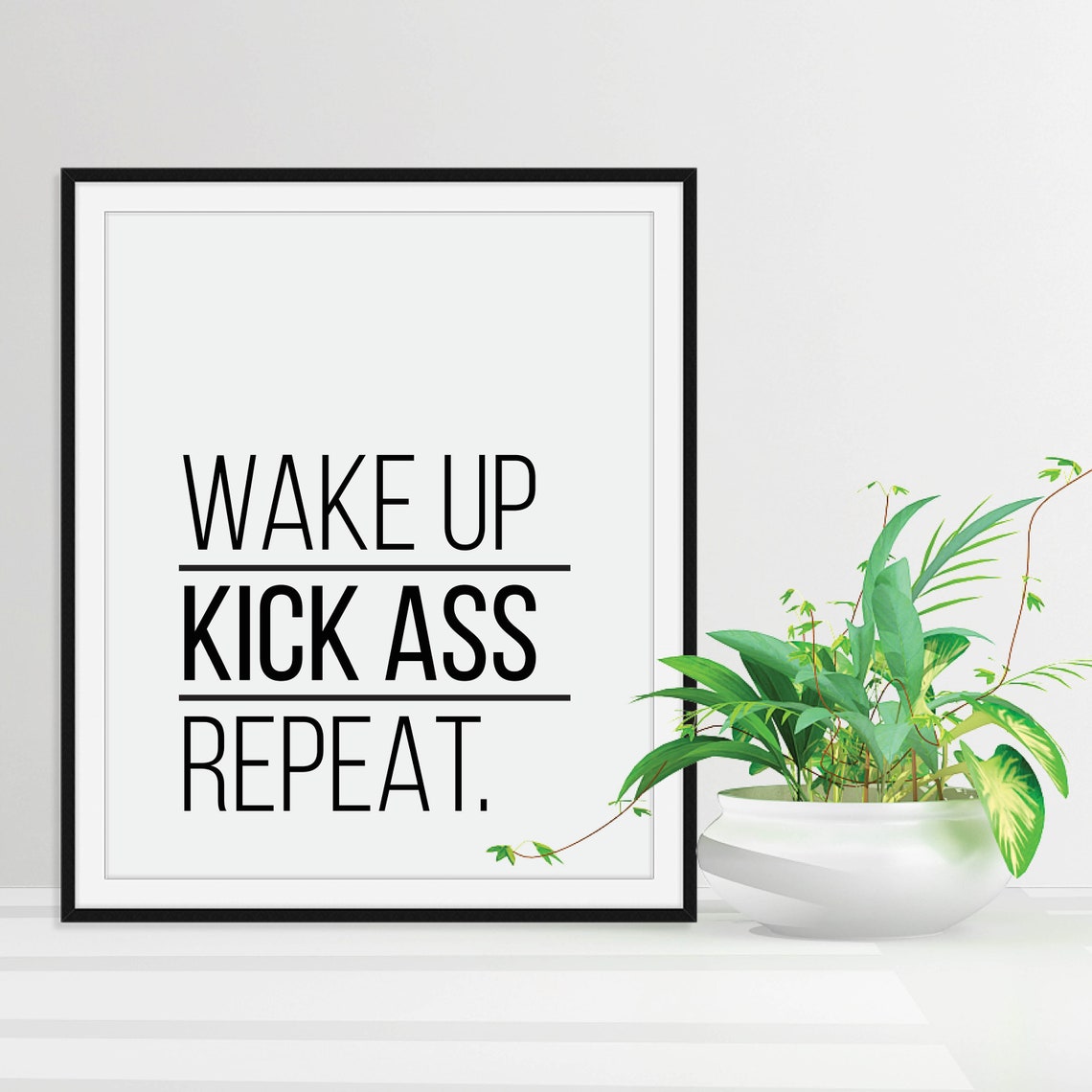 Wake Up Kick Ass Repeat Motivational Quote Poster for Gym Decor - Image 3