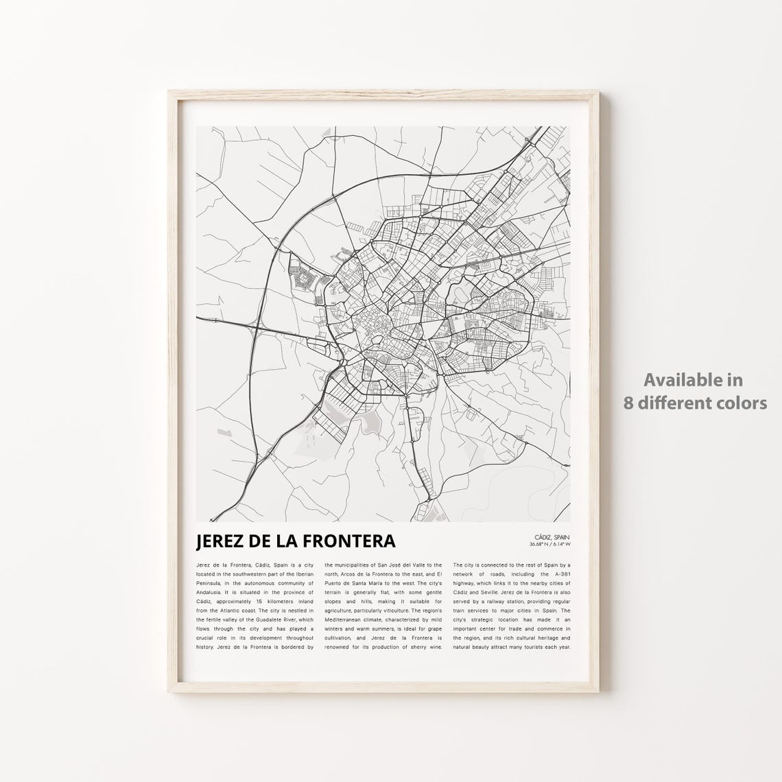 Jerez De La Frontera Map Print Travel Wall Decor Art Cdiz