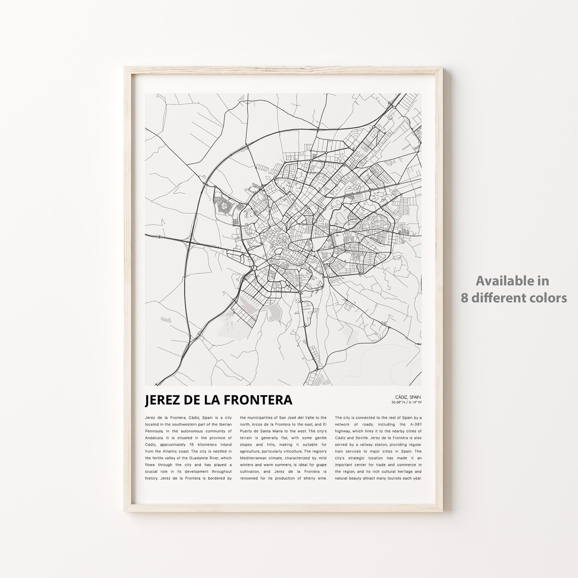 Jerez De La Frontera Spain Minimalist Street Map Travel Art Poster