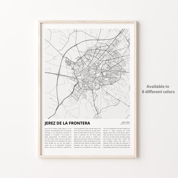 Jerez De La Frontera Map Print Travel Wall Decor Art Cdiz
