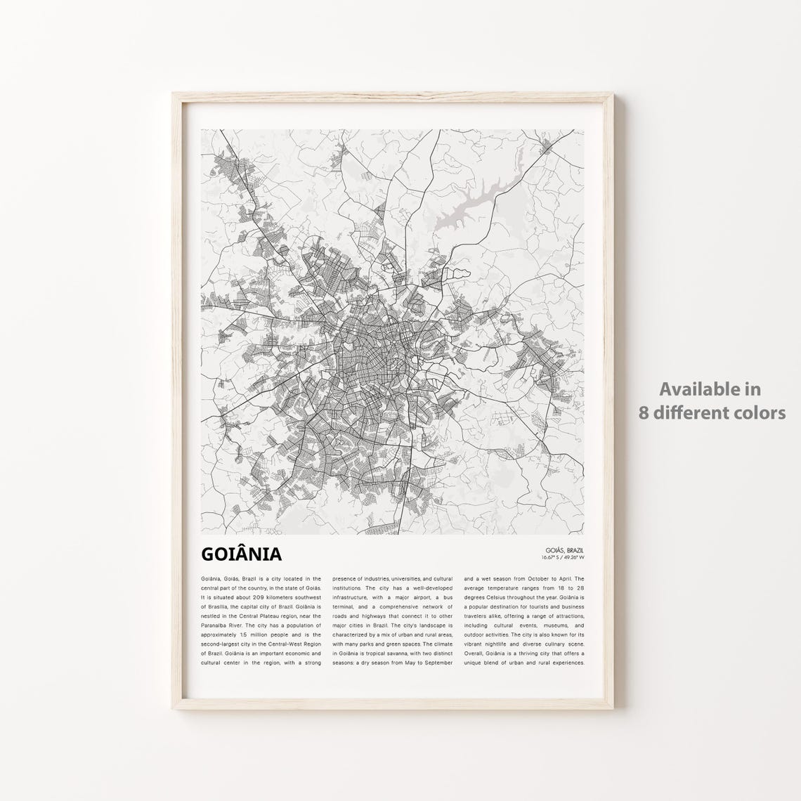 Goinia Map Print Travel Wall Decor Art Gois Housewarming Gift