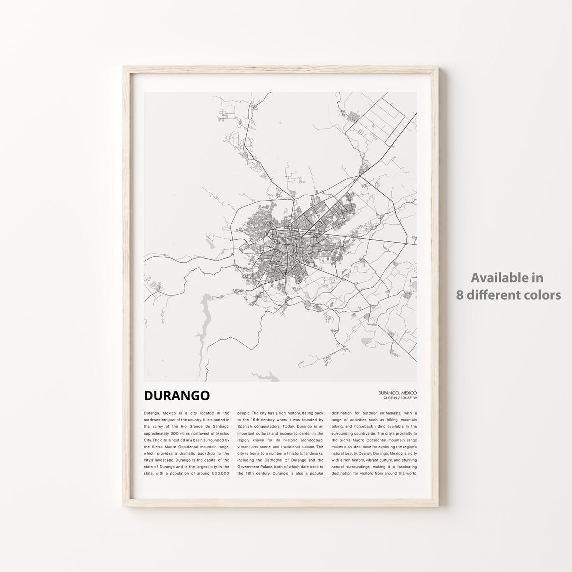 Durango Map Print Travel Wall Decor Art Housewarming Gift