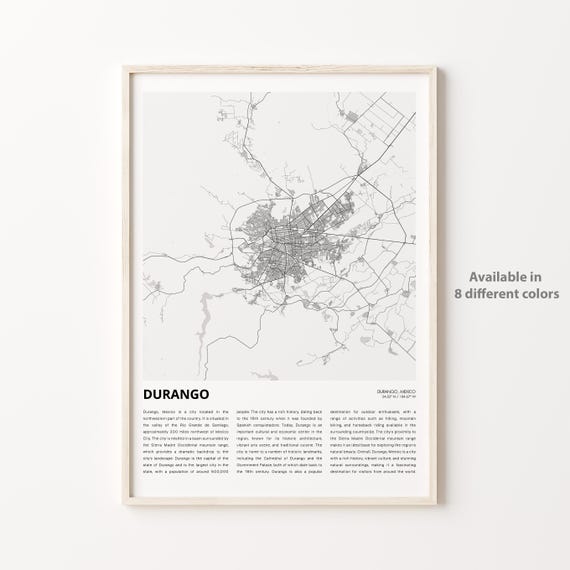Durango Map Print Travel Wall Decor Art Housewarming Gift