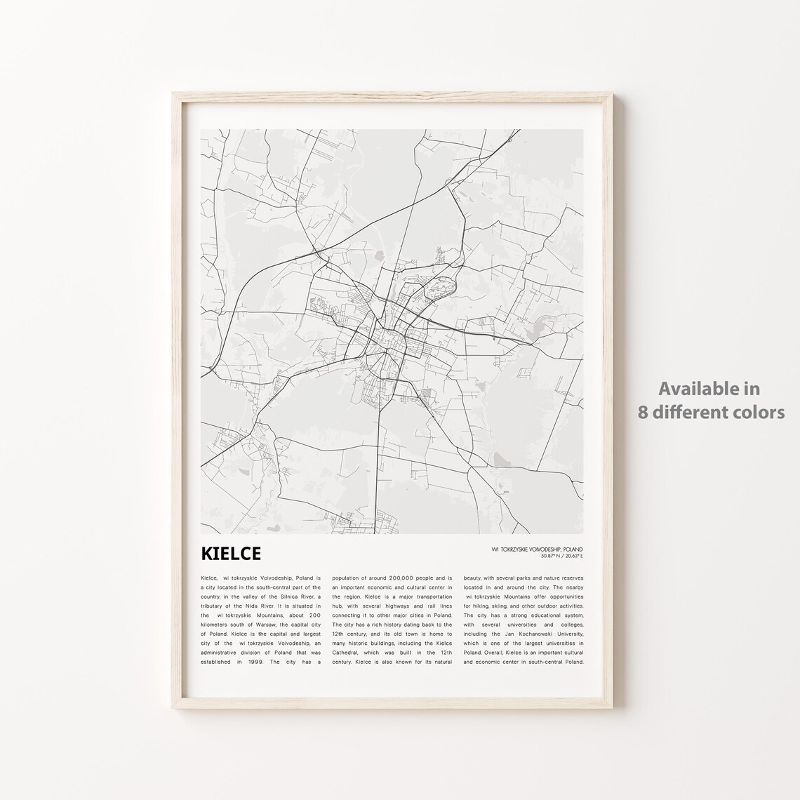 Kielce Poland Europe Minimalist City Map Street Grid Travel Poster