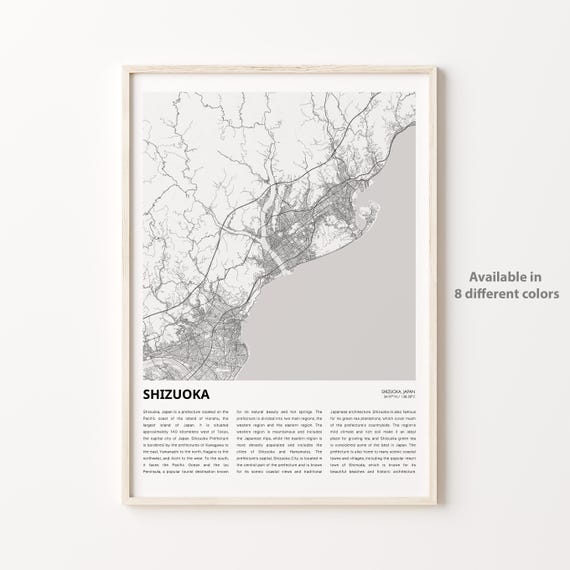 Shizuoka Japan Minimalist City Map Poster With Coordinates And Region Detail