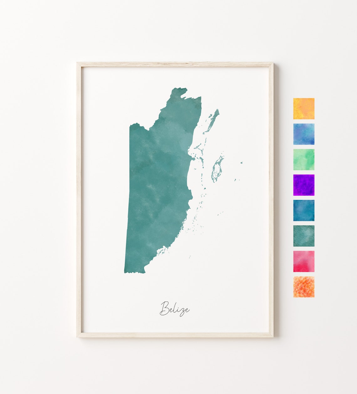Belize Watercolor Map Pastel Print Minimal Art Wall Housewarming Gift