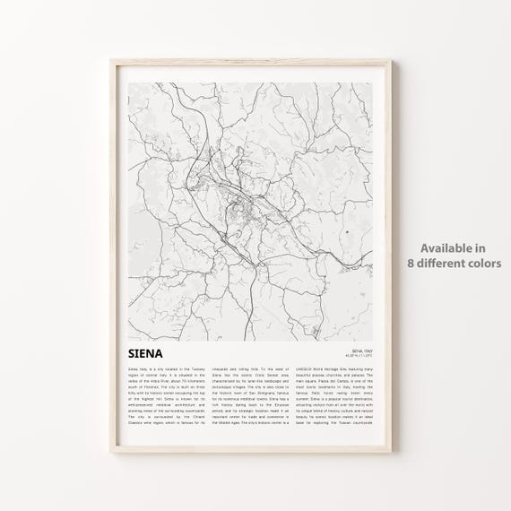 Siena Italy Minimalist City Map With City Guide Travel Poster