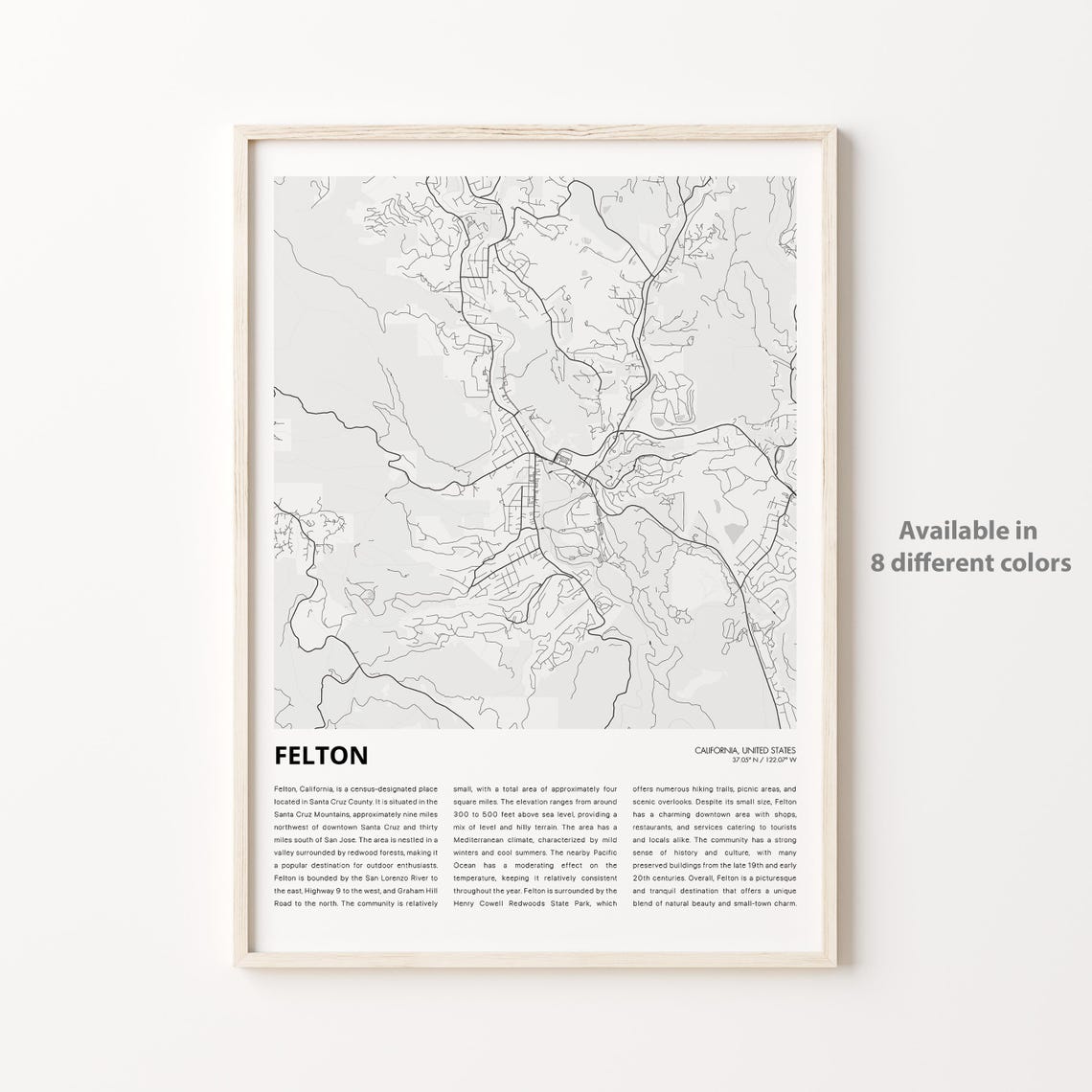 Felton Map Print Travel Wall Decor Art Housewarming Gift