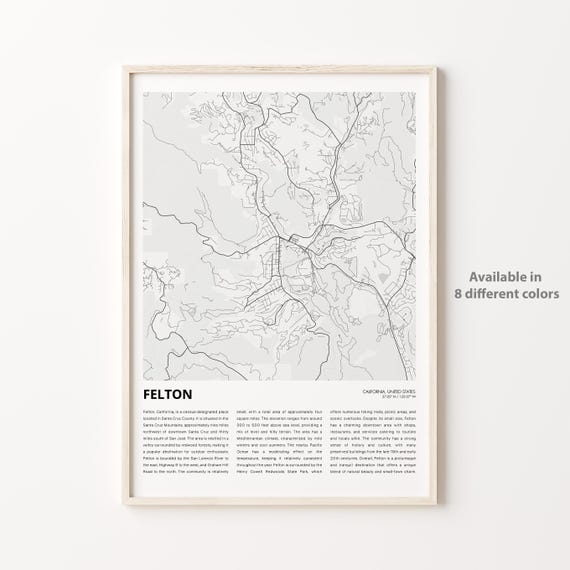 Felton Map Print Travel Wall Decor Art Housewarming Gift