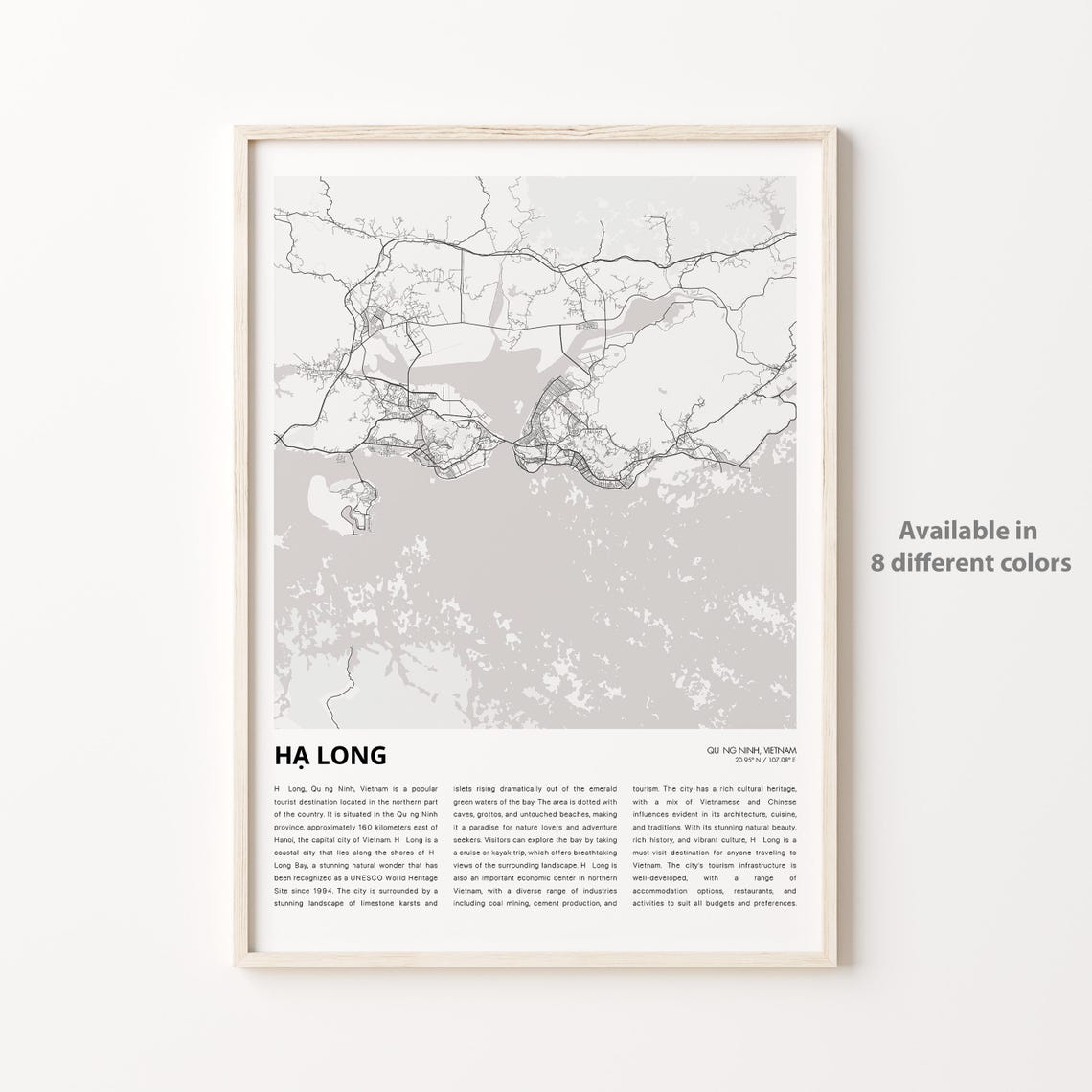 H Long Map Print Travel Wall Decor Art Qung Ninh Housewarming Gift
