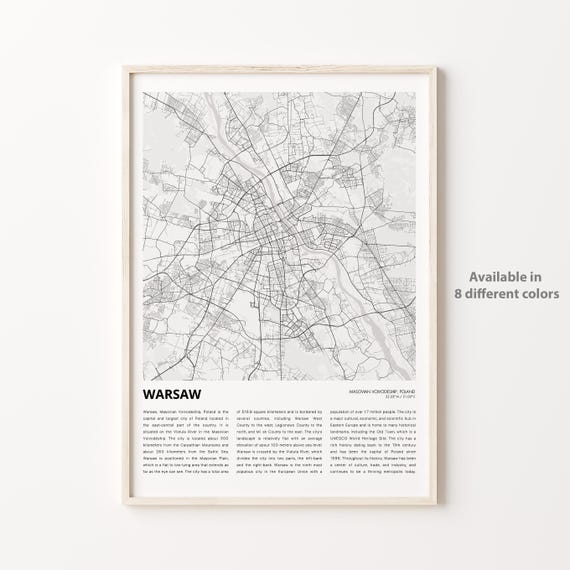 Warsaw Minimalist City Map Wall Decor Masovian Poland Poster