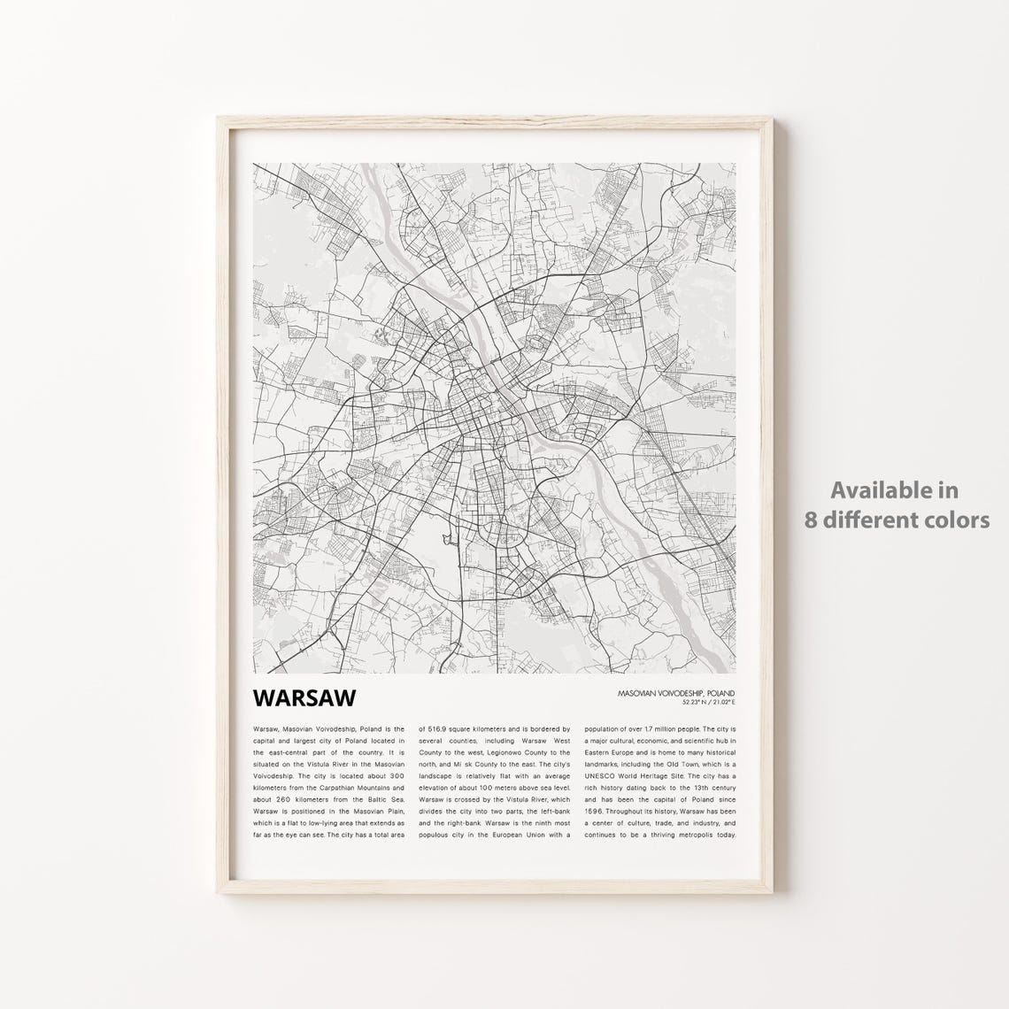 Warsaw Minimalist City Map Wall Decor Masovian Poland Poster