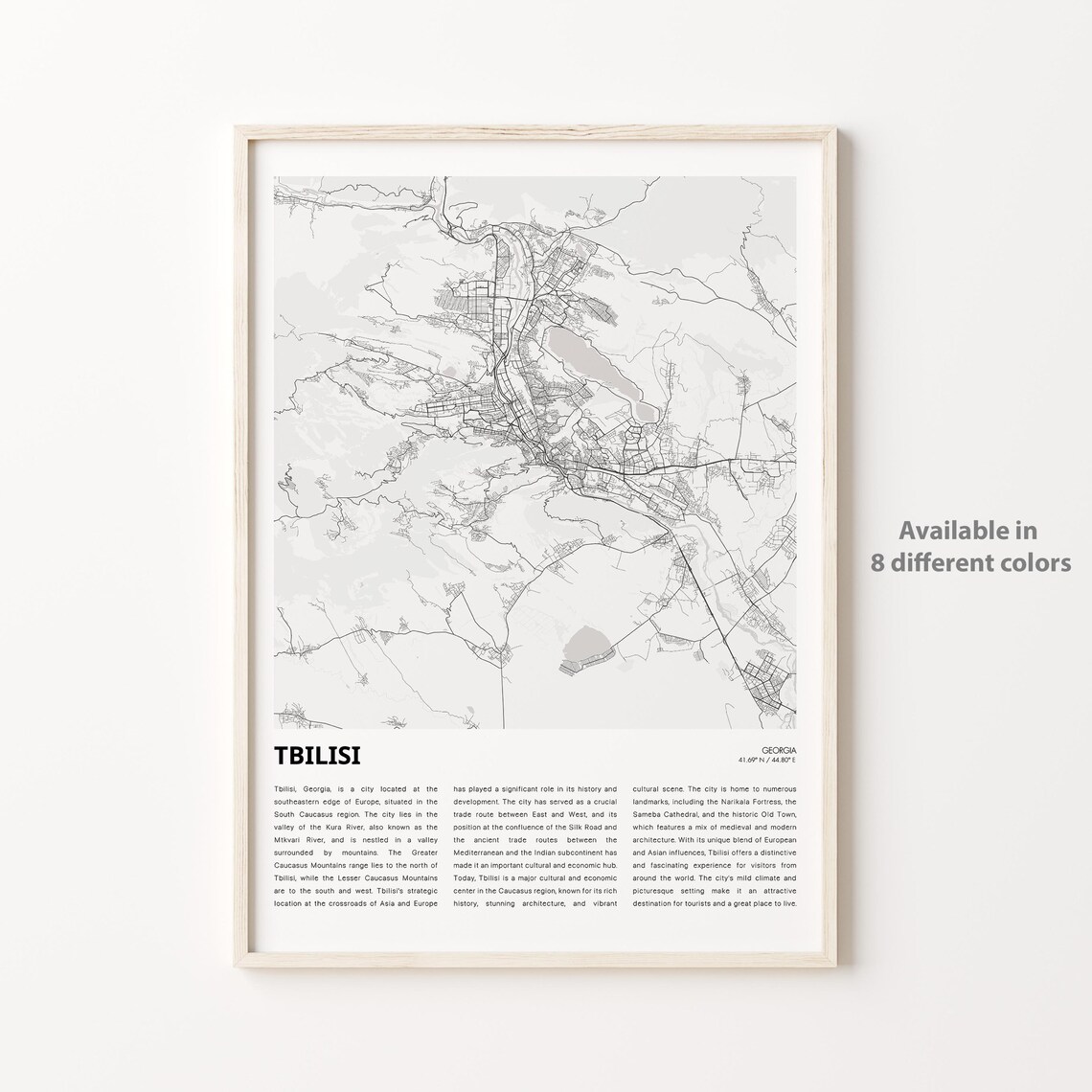 Tbilisi Georgia Minimalist City Map With City Guide Travel Poster