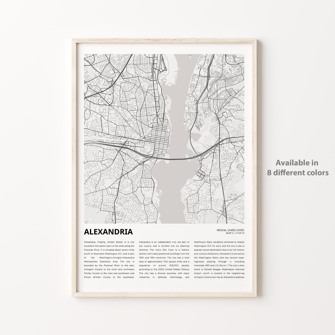 Alexandria Virginia City Street Map Minimal Housewarming Poster