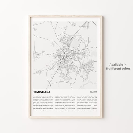 Timisoara Romania Minimalist City Map Black And White Travel Poster