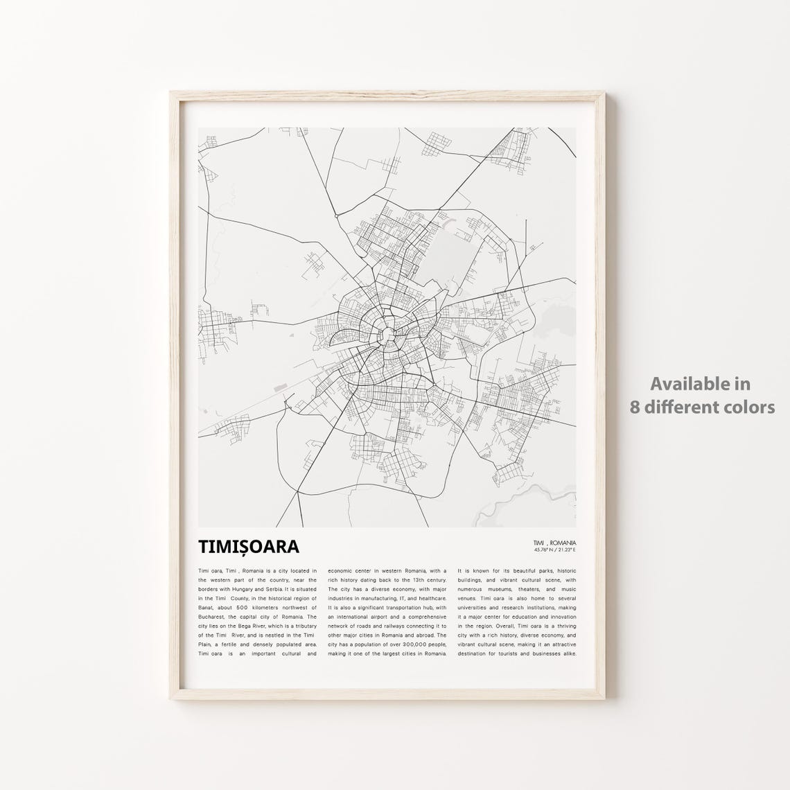 Timisoara Romania Minimalist City Map Black And White Travel Poster