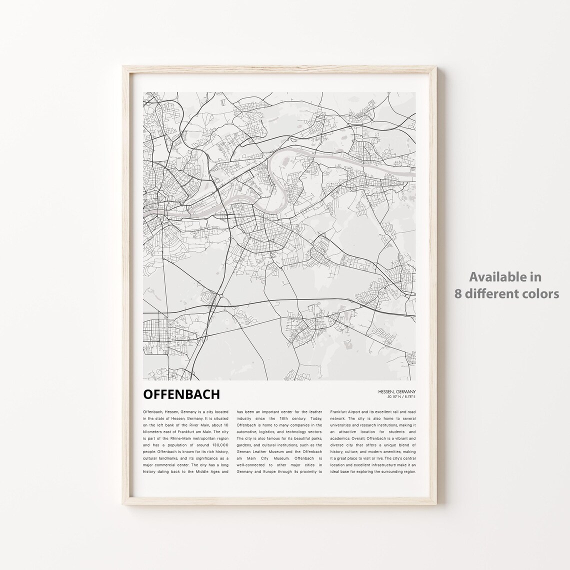 Offenbach Map Travel Poster, Hessen Wall Decor