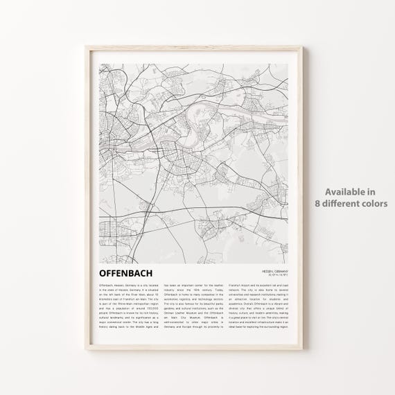 Offenbach Map Travel Poster, Hessen Wall Decor