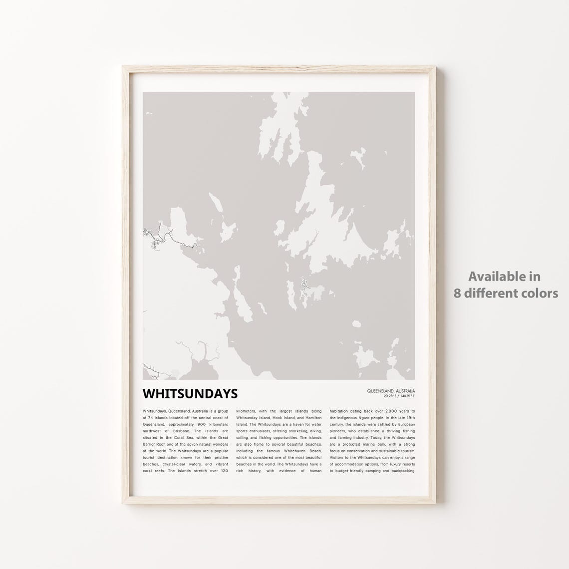 Whitsundays Queensland Australia Islands Map Minimalist Poster
