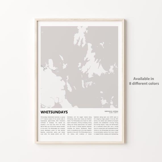 Whitsundays Queensland Australia Islands Map Minimalist Poster