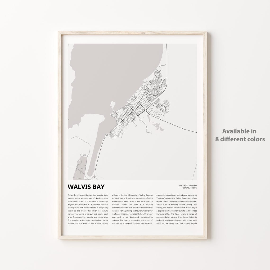 Walvis Bay Namibia City Street Map Coastal Travel Art Poster