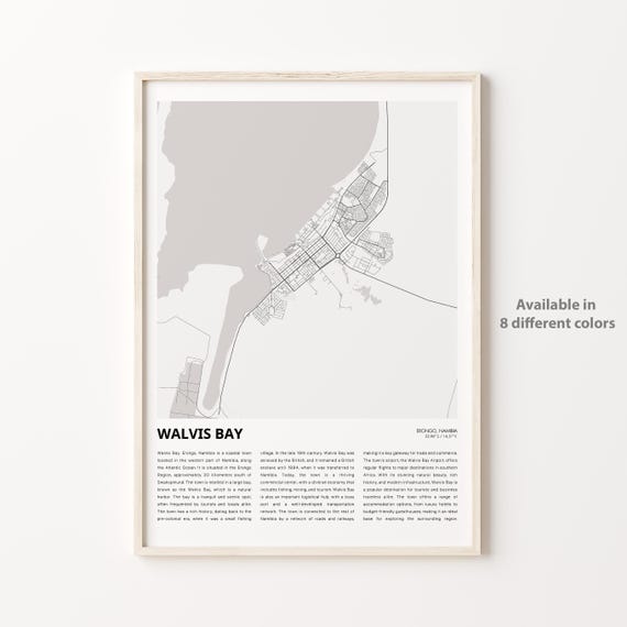 Walvis Bay Namibia City Street Map Coastal Travel Art Poster