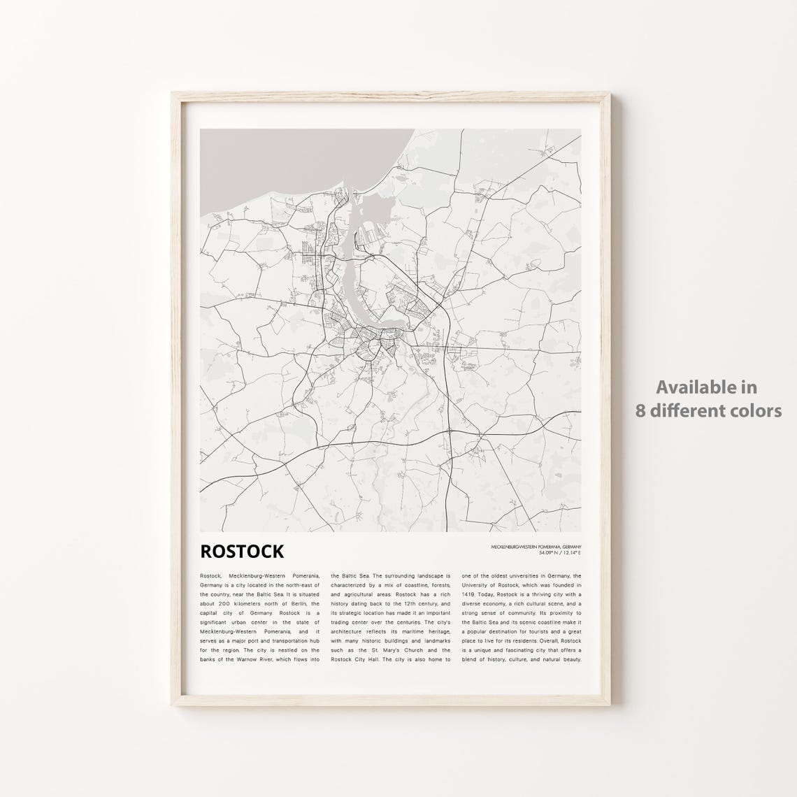 Rostock Germany City Map Minimalist Modern Poster Wall Decor