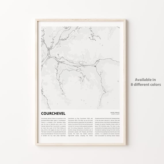 Courchevel Map Print Travel Wall Decor Art Savoie Housewarming Gift