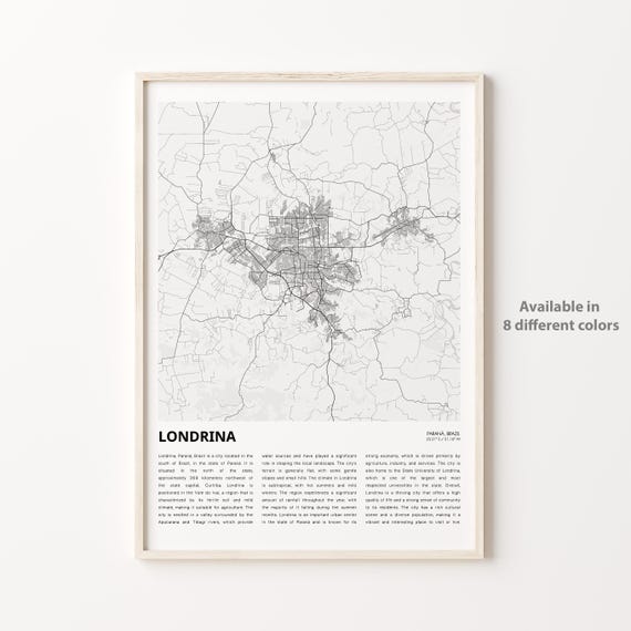 Londrina Map Print Travel Wall Decor Art Paran Housewarming Gift