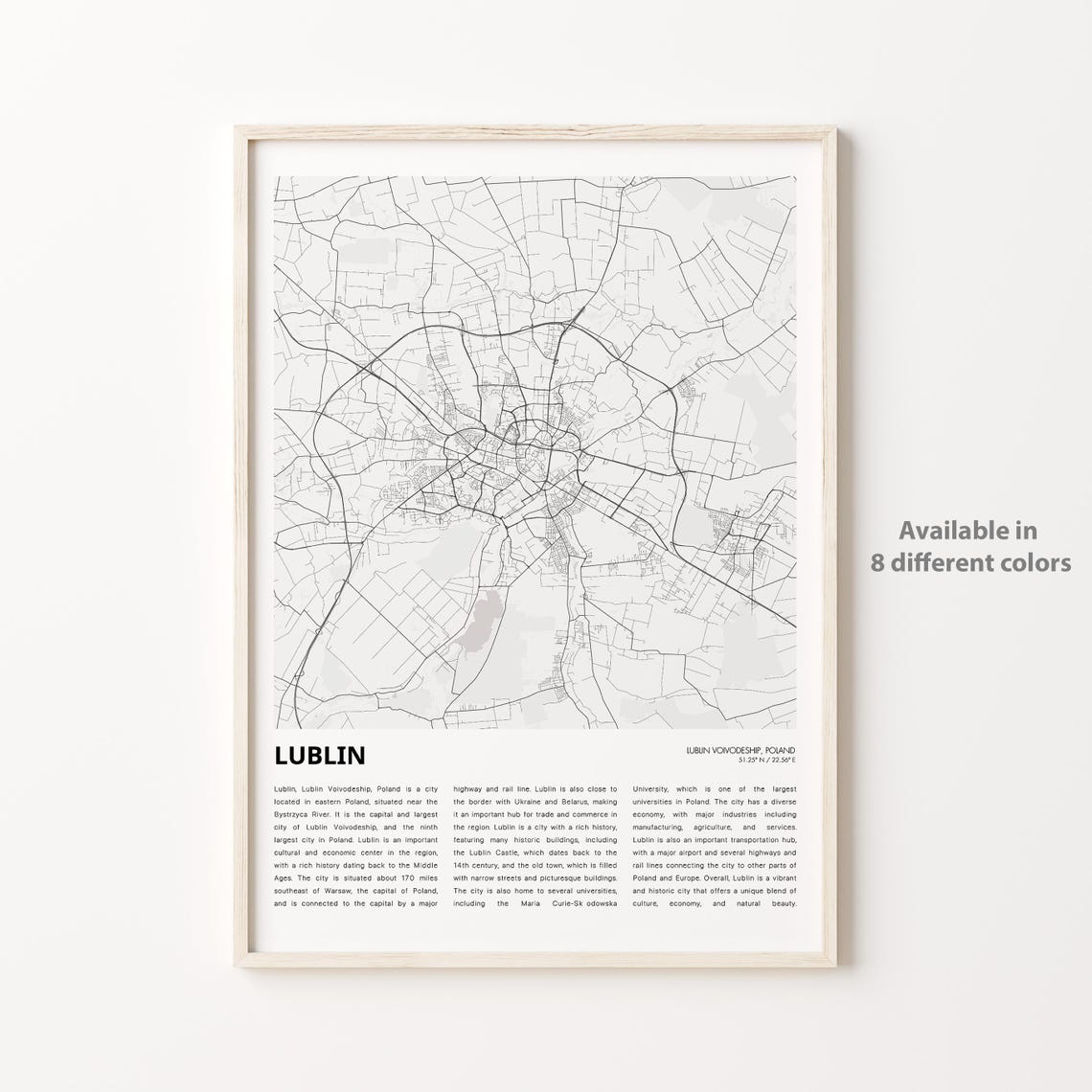 Lublin Map Print Travel Wall Decor Art Voivodeship Housewarming Gift