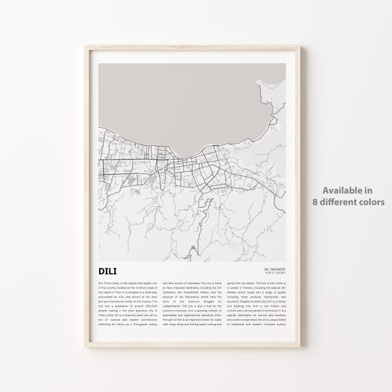 Dili Map Print Travel Wall Decor Art Housewarming Gift