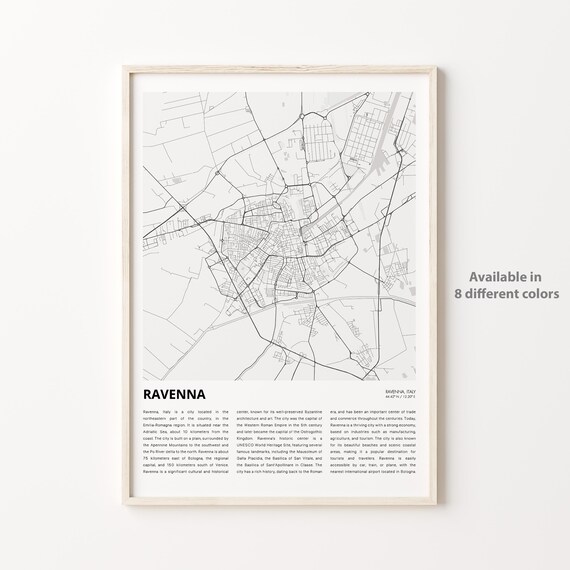 Ravenna Italy City Map Poster With Descriptive History Text Below