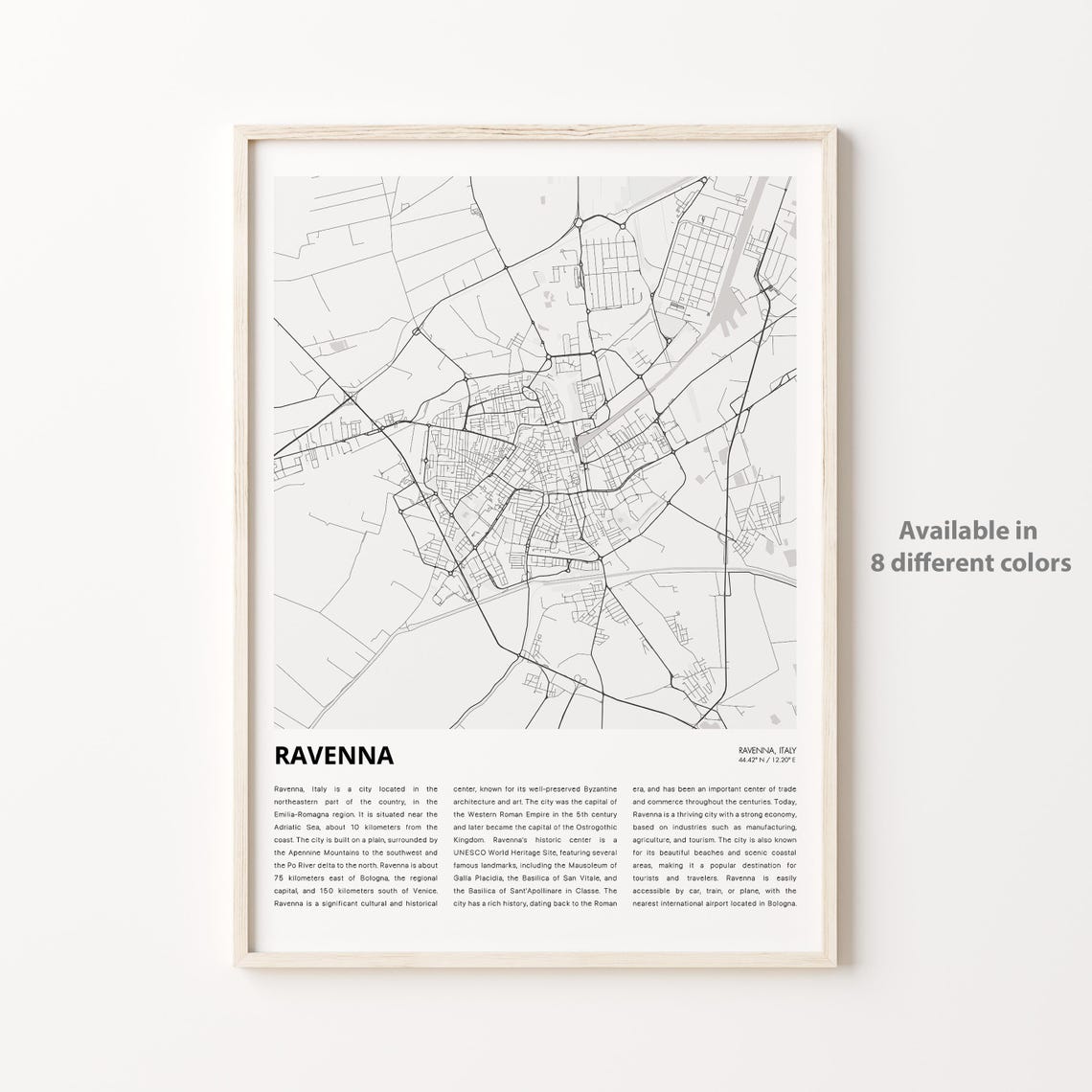 Ravenna Italy City Map Poster With Descriptive History Text Below