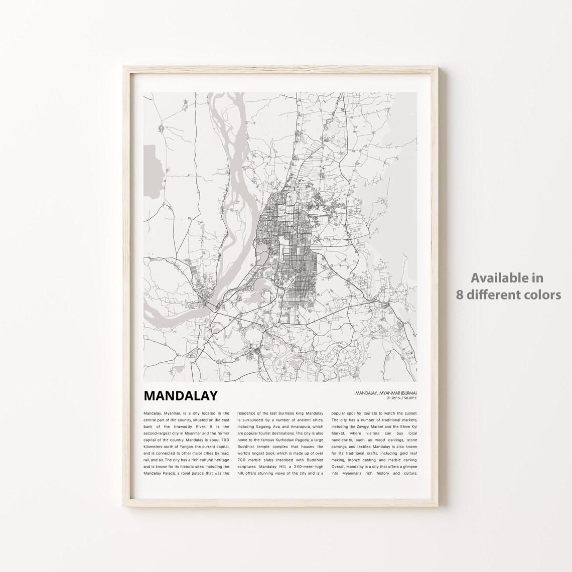 Mandalay Myanmar Irrawaddy City Street Map Minimalist Travel Poster