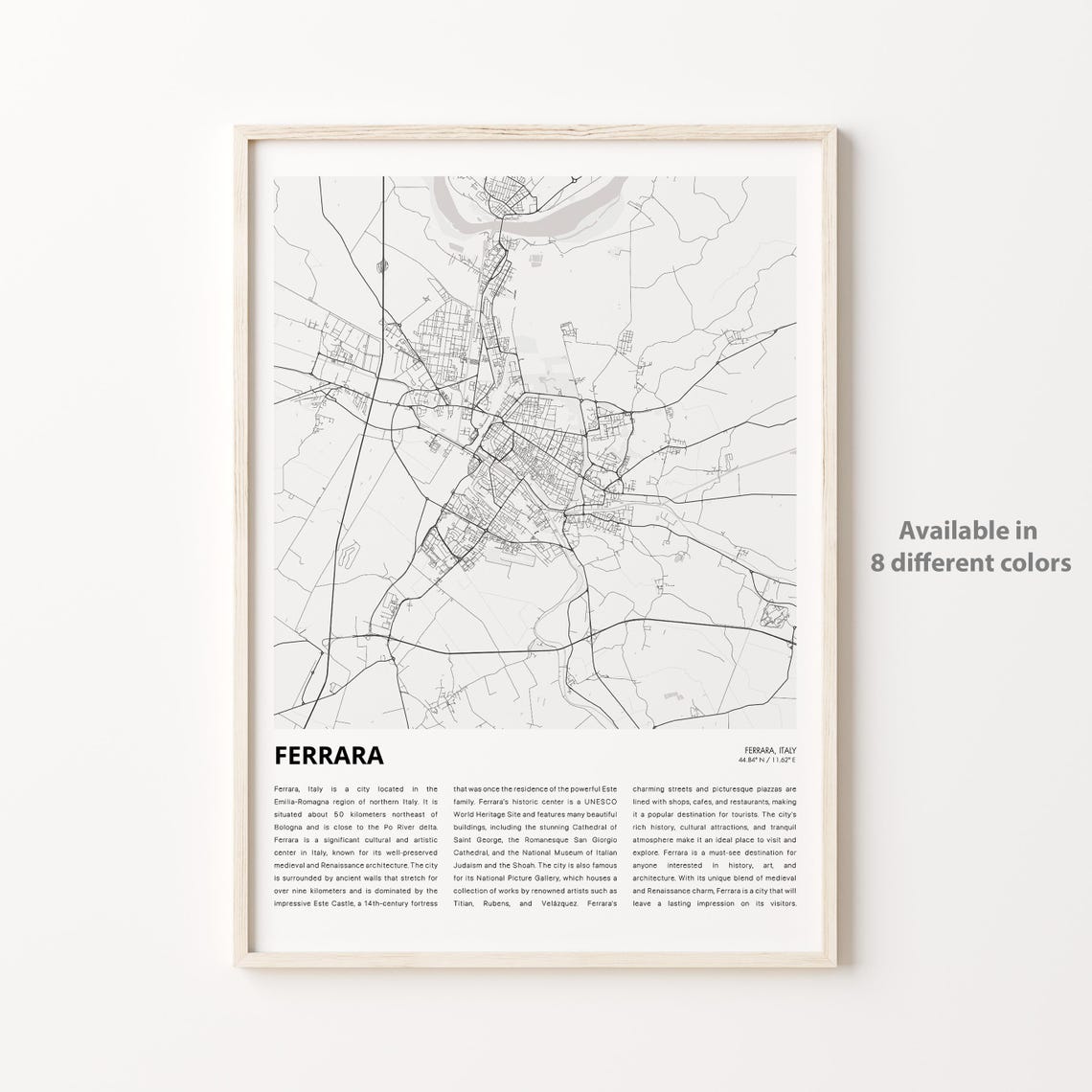 Ferrara Map Print Travel Wall Decor Art Housewarming Gift