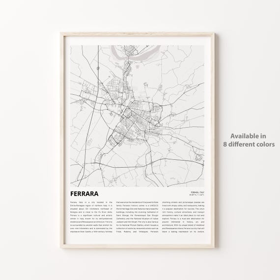 Ferrara Map Print Travel Wall Decor Art Housewarming Gift