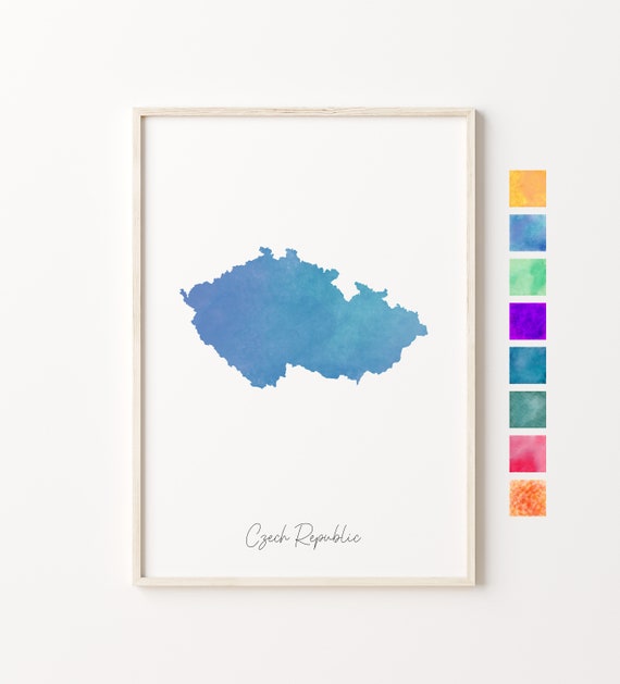 Czech Republic Watercolor Map Pastel Print Minimal Art Wall Housewarming Gift