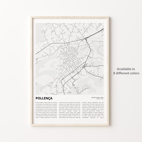 Pollenca Balearic Islands Spain City Map Mallorca Travel Art Poster