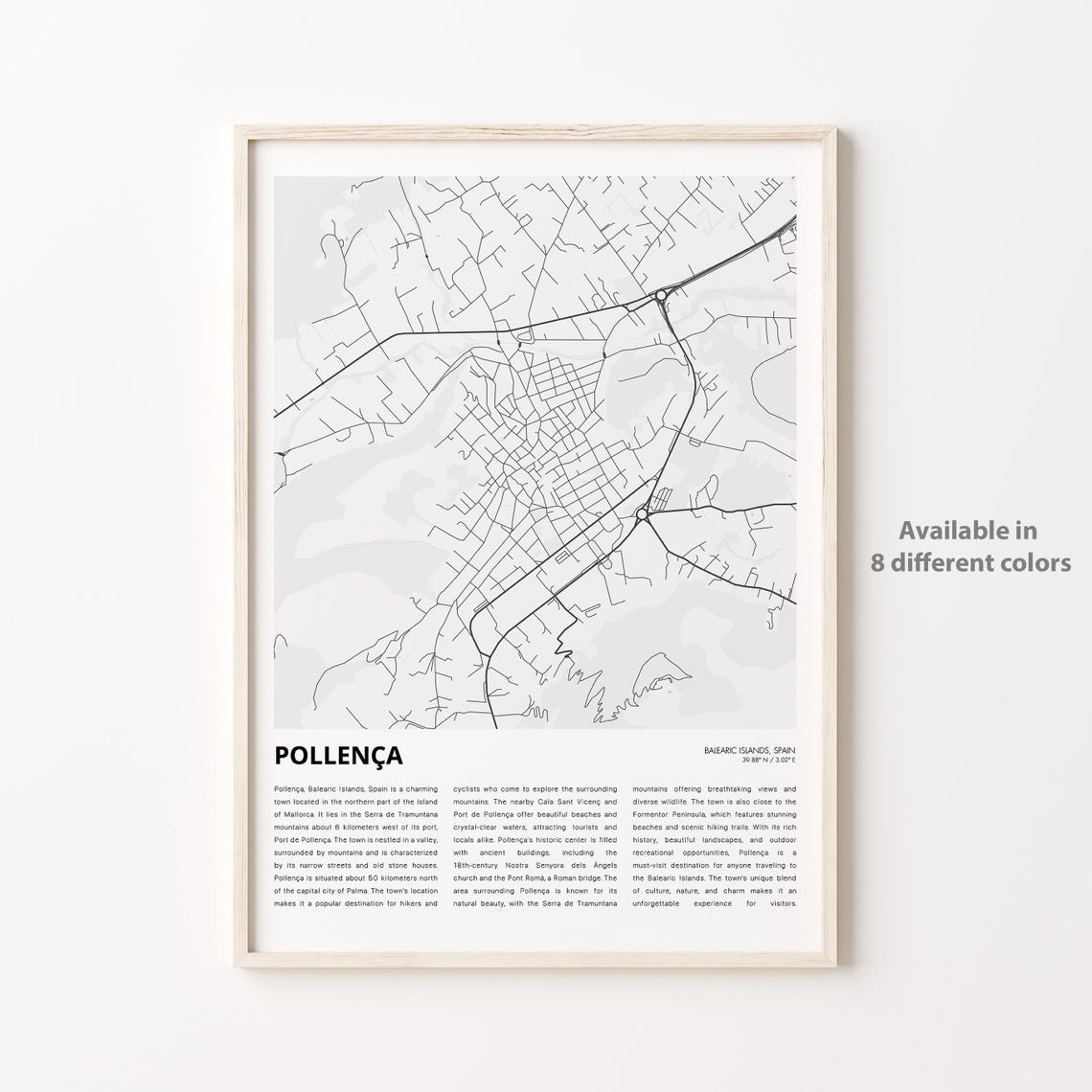Pollenca Balearic Islands Spain City Map Mallorca Travel Art Poster