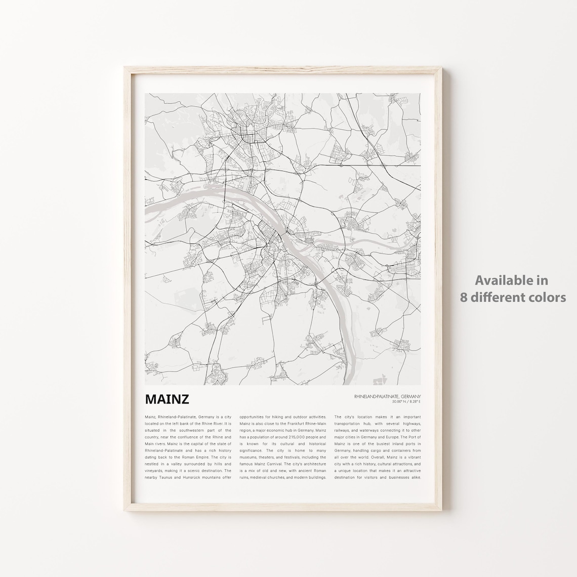 Mainz Rhineland Palatinate Germany Minimalist City Map Travel Poster