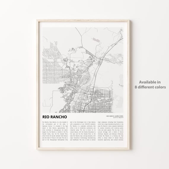 Rio Rancho New Mexico City Street Map Poster Gift Travel Decor
