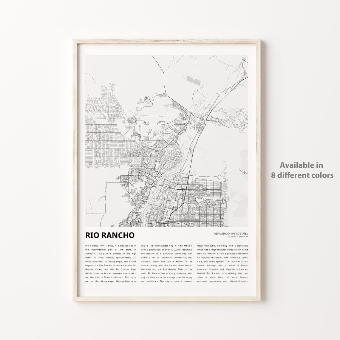 Rio Rancho New Mexico City Street Map Poster Gift Travel Decor