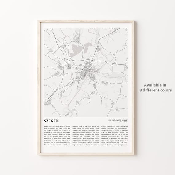 Szeged Csongrád-Csanád Hungary Minimal City Map Street Grid Poster