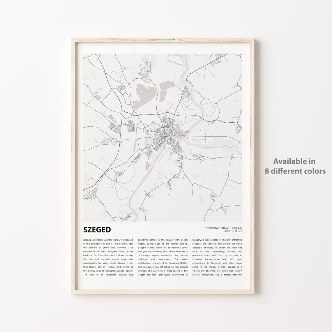 Szeged Csongrád-Csanád Hungary Minimal City Map Street Grid Poster